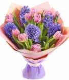Hyacinths and pink tulips