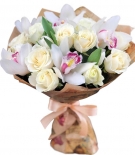 Білі троянди & Білі орхідеї