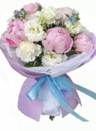 Букет: Пионы на белом фоне