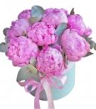 9 пионов в шляпной коробке