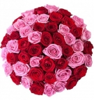 Мікс червоних та рожевих класичних троянд
