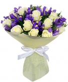 Irises + White Roses