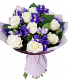 Irises + White Roses