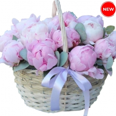 Basket of Pink Peonies - 7 sizes