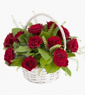 Lovely red roses basket, 10 sizes