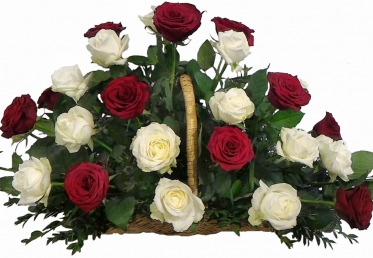 Red and White Roses Basket