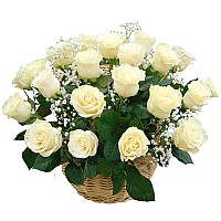 9-101 White Classic Roses Basket image 0