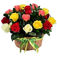 25-151 Multicolored Classic Roses Basket image 0